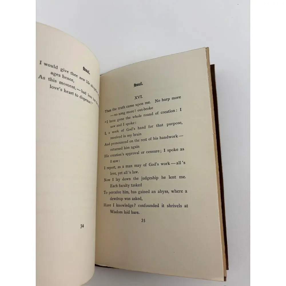 Saul by Robert Browning 1901 Suede Cover Antique Poetry Book Thomas Crowell NY